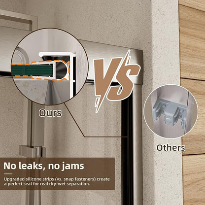 Royal Guard Double Sliding Shower Door,56-60" W x 70" H,Brush Nickel | Shower Doors with 6mm Clear SGCC Tempered Glass,Bypass Shower Enclosure,Nano Coating Easy Clean&Waterproof&Adjustable Width