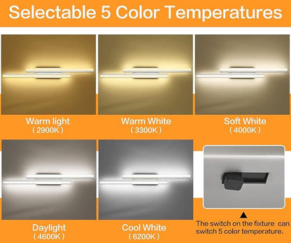 PRESDE 40" LED Bathroom Vanity Light, Modern Brushed Nickel Wall Bar Fixture Over Mirror 5CCT