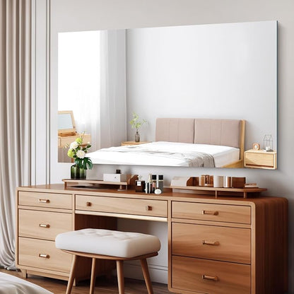 CILIBER Frameless Mirror, 60x36 Mirrors for Wall, Large Bathroom Mirror for Over Sink, Rectangle Frameless Vanity Mirror with Polished Edge, 3mm Tempered Glass, Hangs Horizontally or Vertically