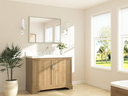 Brushed Nickel Bathroom Mirror for Over Sink 40" x 30" Brushed Nickel Beveled Framed Rectangle Vanity Mirror for Bathroom, Bedroom, Entryway, Living Room, Tempered Glass, Stronger Frame