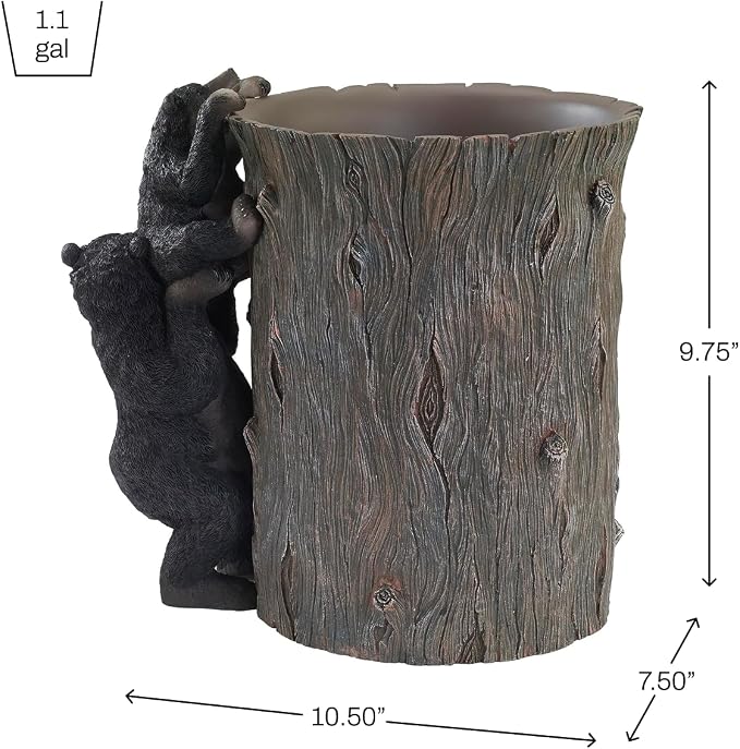 Avanti Linens - Waste Basket, Decorative Trash Can, Animal Inspired Home Decor (Black Bear Lodge Collection)
