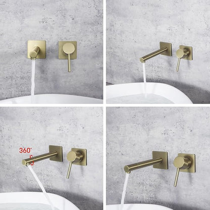 BiaoTeng Concealed Faucets for Bathroom Sinks Single Handle Hot and Cold Bathroom Vanity for Wall Mounted Faucet Single Handle Brass Grey