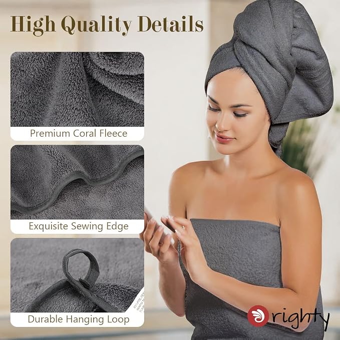 Orighty Bath Towels, Soft Feel Bath Towel, 4 Pack (27'' x 54'') | Highly Absorbent, Quick Drying Microfiber Towels for Body, Sport, Yoga, SPA, Fitness, Bathroom - Grey