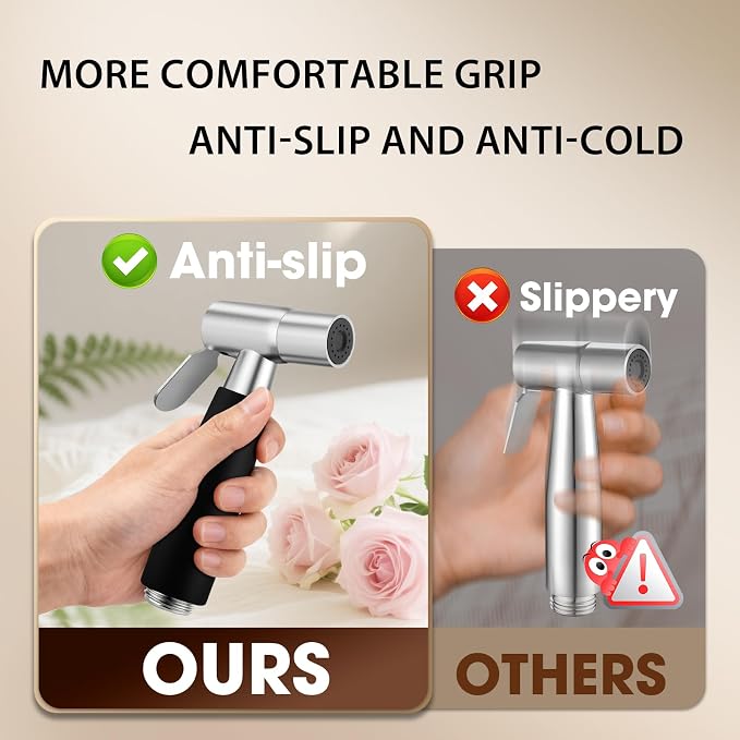 Handheld Bidet Sprayer Head,Stainless Steel Muslim Shower Head for Toilet,Adjustable Pressure Jet Sprayer for Feminine Hygiene and Pet Bath Bathroom Cloth Diaper Cleaning (Black)