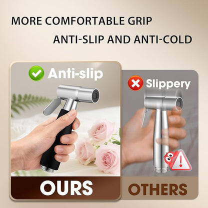 Handheld Bidet Sprayer Head,Stainless Steel Muslim Shower Head for Toilet,Adjustable Pressure Jet Sprayer for Feminine Hygiene and Pet Bath Bathroom Cloth Diaper Cleaning (Black)