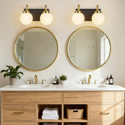 2 Lights Bathroom Vanity Light Fixtures Over Mirror Modern Sand Black Gold Wall Sconce Vanity Light for Bathroom Lighting