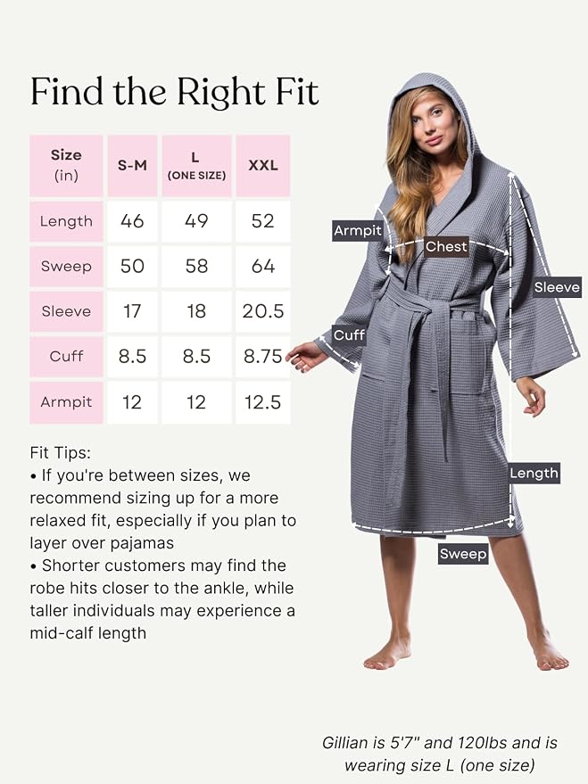 Turquaz Womens Lightweight Waffle Kimono Bathrobe for Men - Soft Quick-Dry Spa & Summer Towel Robe, Cotton Blend
