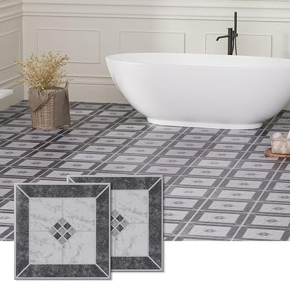 Peel and Stick Floor Tile, 40-Pack 12" x 12" Vinyl Flooring, Waterproof Self-Adhesive Luxury Vinyl Tiles, Easy DIY for Bathroom, Kitchen, Dinning Room, RV, Cover 40 Sq. Marble Diamond