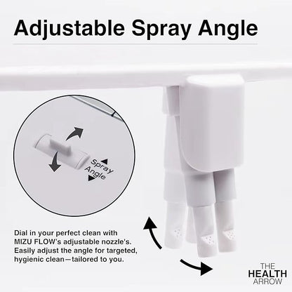 MIZU FLOW - Non-Electric Bidet Attachment for Toilet Seat, Adjustable Water Pressure & Spray Angle, Fresh Water, Hygienic, Self Cleaning, Dual Nozzles (Front & Rear Wash), DIY Easy Install (White)
