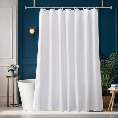 Long Shower Curtain Liner 78 Inches Height-Water-repellent Fabric Shower Curtains Set With 12 Hooks, White Bathroom Curtain Weighted Bottom Machine Washable, Soft Cloth & Hotel Luxury Spa, 72x78