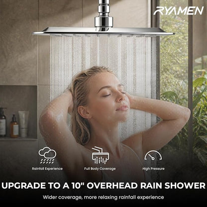 Upgraded Dual Shower Heads Combo, 10 inch Filtered Shower Head with Handheld, 3-Way Rain Shower Head with Filters, 7 Settings Handheld Spray, High Pressure, Height Adjustable (Silver)