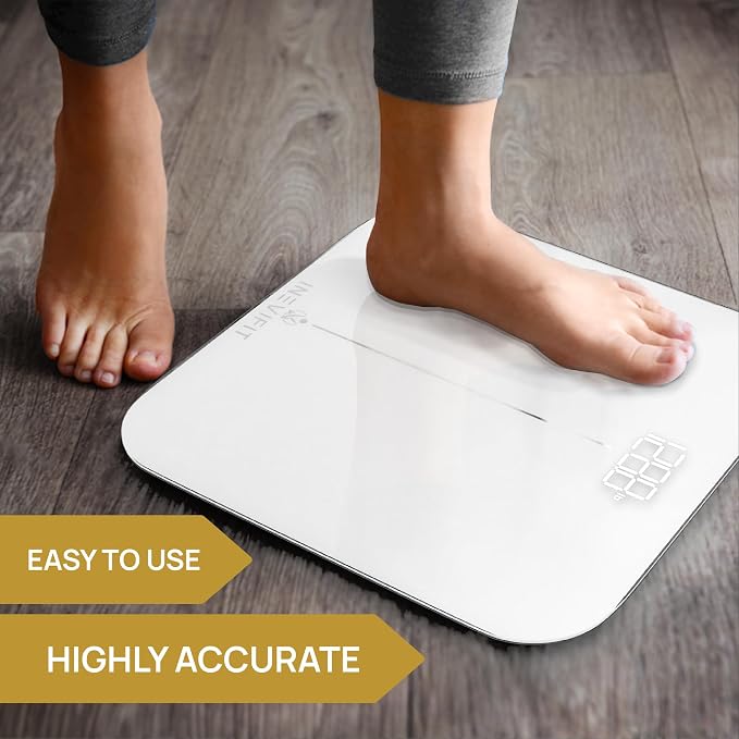 INEVIFIT Premium Bathroom Scale, Highly Accurate Digital Bathroom Body Scale, Measures Weight up to 400 lbs. Includes Batteries