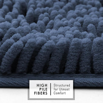 Hearth & Harbor Bathroom Rugs, Chenille Bath Mat - Machine Washable Bath Mats for Bathroom Non-Slip Backing Rubber, Quick Dry Bathroom Mat