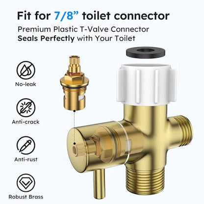 Arofa Handheld Bidet Sprayer, Bidet Attachment for Toilet, Brushed Gold | Adjustabel Water Pressure, Leak-Free Hose, Fits Two-Piece Toilets, Feminine/Baby/Pet Wash, Cloth Diaper Rinse, Easy Install