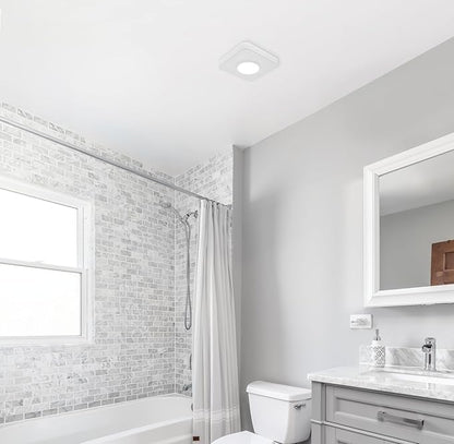 Homewerks 7130-40-BT DC Bathroom Fan with Light and Bluetooth Speaker 90-CFM 1.2 Sones White Easy Install, 4000 Kelvin Cool White Light