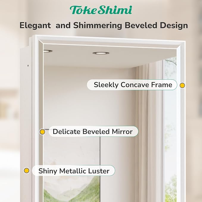 24x30 Recessed Medicine Cabinet with Mirror Wall Mounted, Metal Beveled Mirror with Storage for Bathroom Vanity, Aluminum White Medicine Cabinet Mirrored