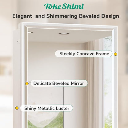 16 x 24 Recessed Medicine Cabinet with Mirror Surface Mounted, Aluminum White Medicine Cabinet with Mirror, Metal Beveled Bathroom Mirror with Storage