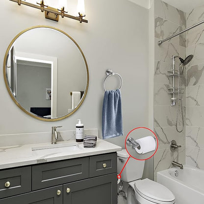 Brushed Nickel Toilet Paper Holder, Towel Ring Set 2 Pieces Hand Towel Holder for Bathroom Hardware Accessories Set SUS304 Stainless Steel Sturdy Wall Mount Bathroom Holder