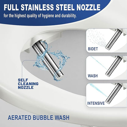 J-2 Smart Electric Bidet for Toilet Seat, Fits Elongated toilet,Warm water,Heated bidet toilet seat,Heated Dryer,Child Function,Stainless Steel Self-Cleaning Nozzle,LED Night Light