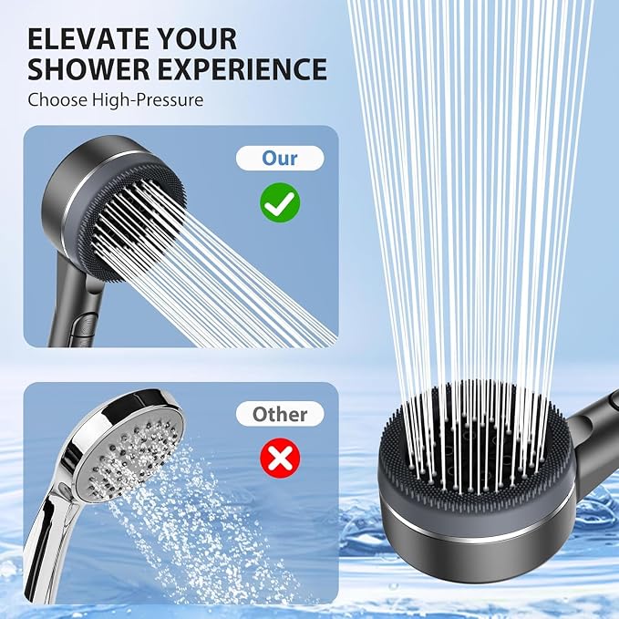 Ion Drop Filtered Shower Head with Handheld, High Pressure Water Flow and Multiple Spray Modes Ion Shower Head with Filter, Power Wash for Hard Water, Showerhead with ON/OFF Switch for Pets Bath