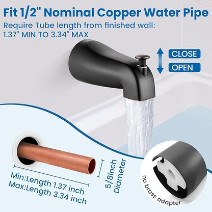 Airuida Shower Faucet Set with Tub Spout,6" Bathtub Faucet-Oil Bronze | Male Threads Rough-In Valve,Round Head Shower System,Tub and Shower Kit Set