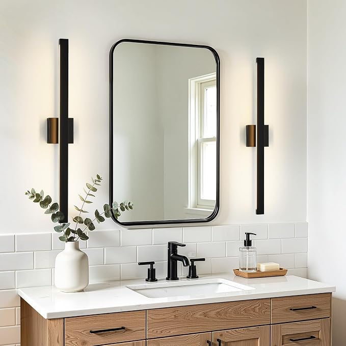32 Inch Modern Bathroom Vanity Light - 26W Dimmable 5CCT LED Bathroom Light Fixture Over Mirror with Up & Down Lighting Black Bath Vanity Lights for Bathroom Restroom Bedroom