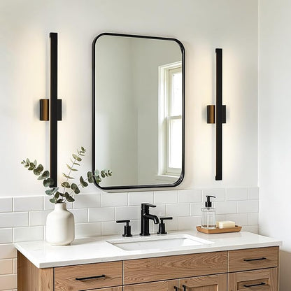 32 Inch Modern Bathroom Vanity Light - 26W Dimmable 5CCT LED Bathroom Light Fixture Over Mirror with Up & Down Lighting Black Bath Vanity Lights for Bathroom Restroom Bedroom