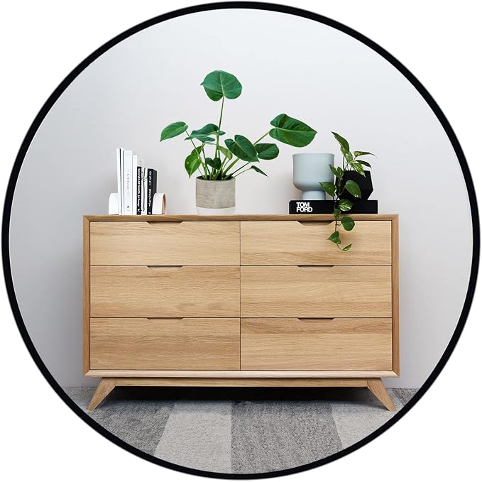 Round Mirror, 22 inch Black Circle Mirror, Matte Black Metal Frame | High Definition,Waterproof,Rust-resistant,Round Mounted Mirrors for Bathroom,Living Room,Bedroom,Hallyway,Vanity,Wall Décor