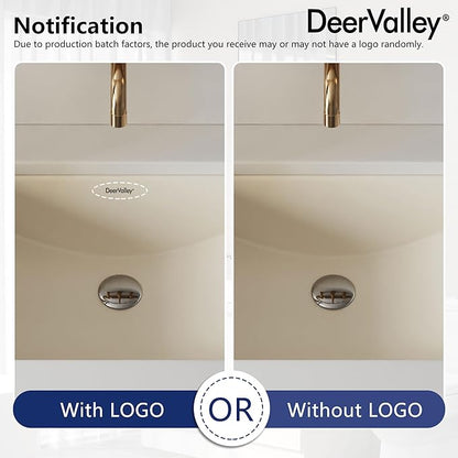 DeerValley DV-1U0085 Ally Rectangular Undermount Bathroom Sink 21'' x 15'' inch Vitreous China Bathroom Undermount Sink with Overflow, Bone