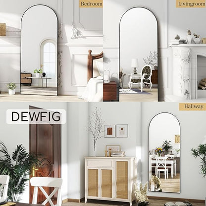 Dewfig Full Length Mirror, 70"x26" Arched Full Body Mirror, Black | Aluminum Alloy Frame Floor Mirror, HD Shatterproof Tempered Glass, Lean/Stand/Wall for Living Room,Bedroom, Dressing Room