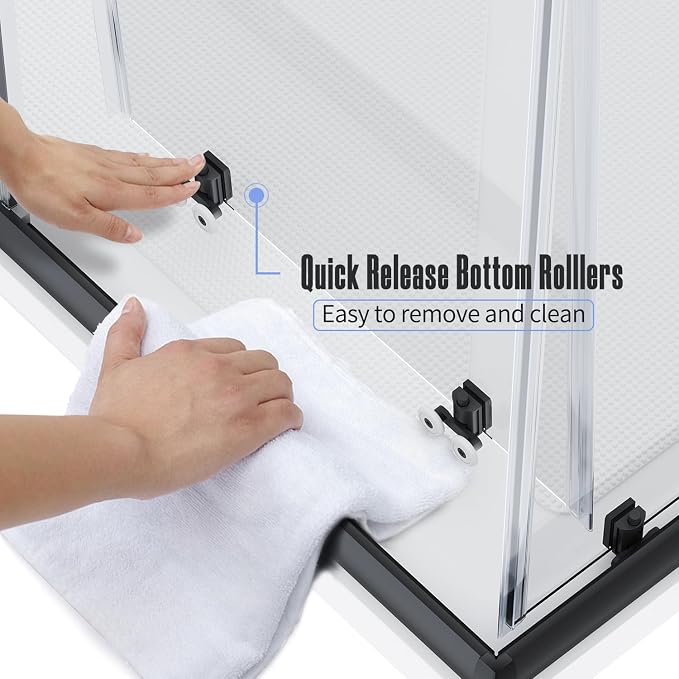 ELEGANT Corner Shower Enclosure with Shower Base, 36 in.D x 36 in. W x 72 in. H Corner Shower Door with 1/4 in. Tempered Glass, Double Sliding Shower Doors in Black