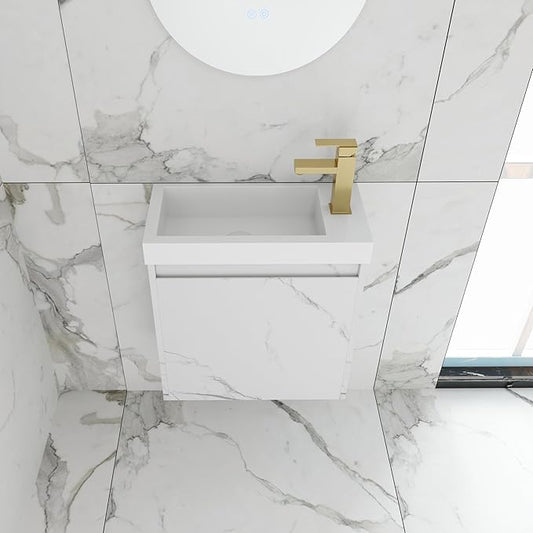 20 Inch Freestanding Bathroom Vanity, 20'' Floor Stand Bathroom Vanity with Sink, Single Sink Cabinet Combo, Modern Storage Cabinet, with Soft Closing Door, 07520CWW