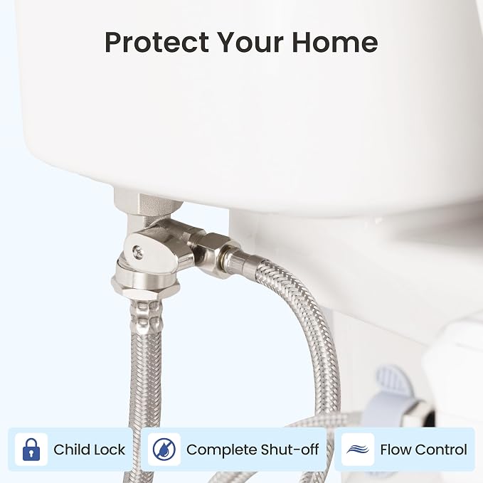 LUXE Bidet 7/8" x 7/8" x 3/8" Nickel Cold Water Shut-Off Valve T-Adapter | Only Compatible with NEO Plus Series Bidet Attachments
