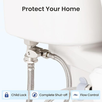 LUXE Bidet 7/8" x 7/8" x 3/8" Nickel Cold Water Shut-Off Valve T-Adapter | Only Compatible with NEO Plus Series Bidet Attachments