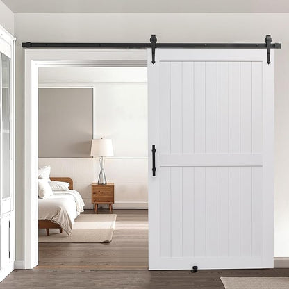 VEVOR Sliding Barn Door, 48 x 84 inch, High-Strength MDF Panel, Barn Door with Hardware Kit, Water-Proof PVC Surface, Easy to Install, H-Frame, Smoothly and Quietly Sliding for Living Room, Bathroom