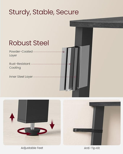 VASAGLE Corner Shelf Stand, 4-Tier Corner Bookshelf, Industrial Ladder Shelf, Plant Stand for Living Room, Office, Kitchen, Charcoal Gray and Matte Black ULLS034B22
