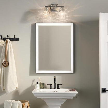 Kichler Marant 14.25" 2-Light Vanity Light with Clear Water Glass in Brushed Nickel, for Bathroom, Powder Room, Over a Mirror, (14.25" H x 9.5" H), 55215NIWTR