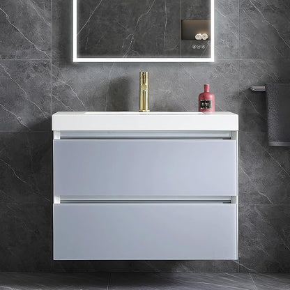 Blossom 30 inch LED Lighted Bathroom Vanity with Acrylic Sink | Wall Mounted Vanity with Dimmable LED Lights | Modern Floating Design for Small Bathrooms | 30" w/Acrylic Sink, Light Grey