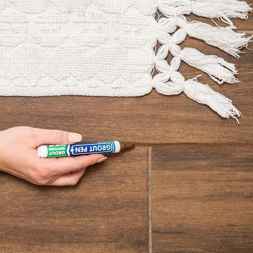 Grout Pen Brown Tile Grout Paint Marker - 2 Pack w/Extra Tips (7mL) | Waterproof Grout Refresh Restorer for Kitchen & Bathroom, Tile Grout Colorant and Sealer Pens - Narrow Tip 5mm - Brown