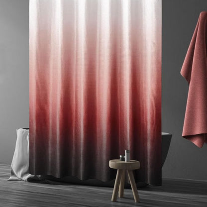 Red and Black Ombre Fabric Shower Curtain for Bath Decor, 72 x 72 | Red Black Gradient Fabric Shower Curtain, Cloth-Textured Bathroom Curtains Shower Set, Water Repellent and Machine Washable