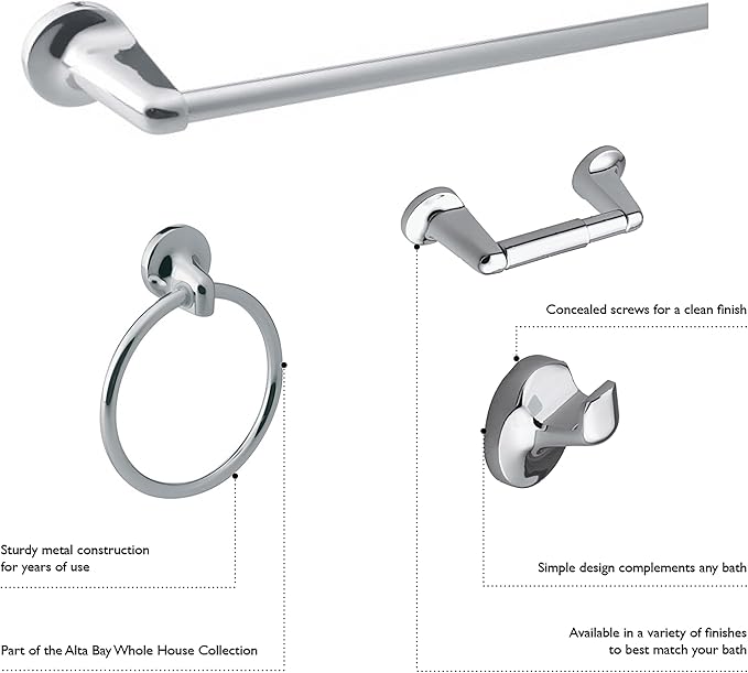 Design House 532887 Allante Toilet Paper Holder, Polished Chrome | Wall Mount, Transitional, Zinc, Hardware, 558130