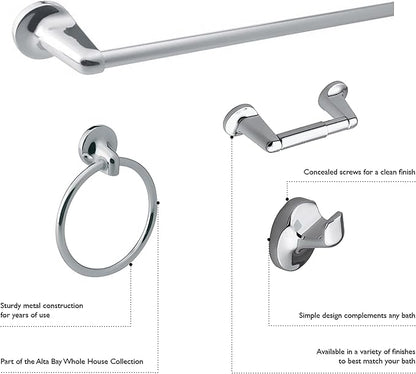 Design House 532887 Allante Toilet Paper Holder, Polished Chrome | Wall Mount, Transitional, Zinc, Hardware, 558130