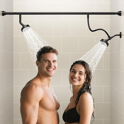 Dual Shower Head for Couples, Double Showerheads (Black) | High Pressure, Two Showerhead System Fit 2 Person People, Birthday Gifts for Women Men, Spa-Like, Segmented Design