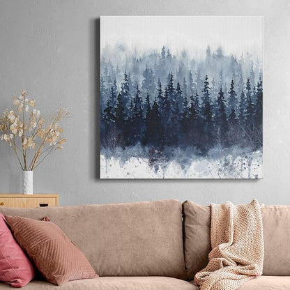 Renditions Gallery Indigo Forest Wall Art, Premium Gallery Wrapped Canvas Decor, Ready to Hang, 24 in H x 24 in W, Made in America Print