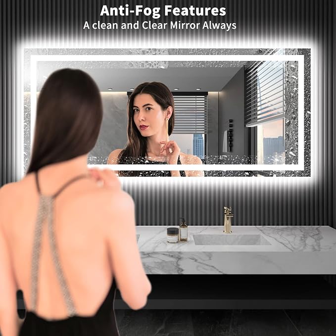 LOAAO 72"X32" LED Bathroom Mirror with Lights, UL Listed | Anti-Fog, Dimmable, 3 Color Temperature, Backlit + Front Lit, Memory Function, Tempered Glass