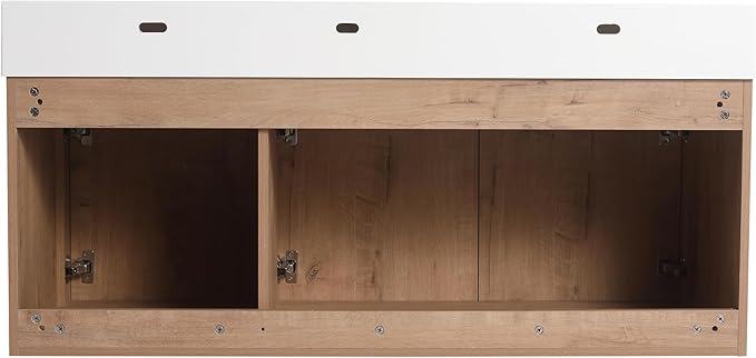 Malwee 48 Inch Floating Bathroom Vanity with Sink, 48'' Single Sink Wall Mounted Bathroom Vanity, with 2 Doors and White Resin Basin Top, Wall Hung Storage Cabinet Set (035-48)