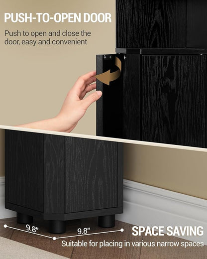 Corner Cabinet, Small Bathroom Corner Cabinet with Doors, Narrow Storage Cabinets with Adjustable Shelves, Bathroom Organizers and Storage for Small Space, Black BC21004X