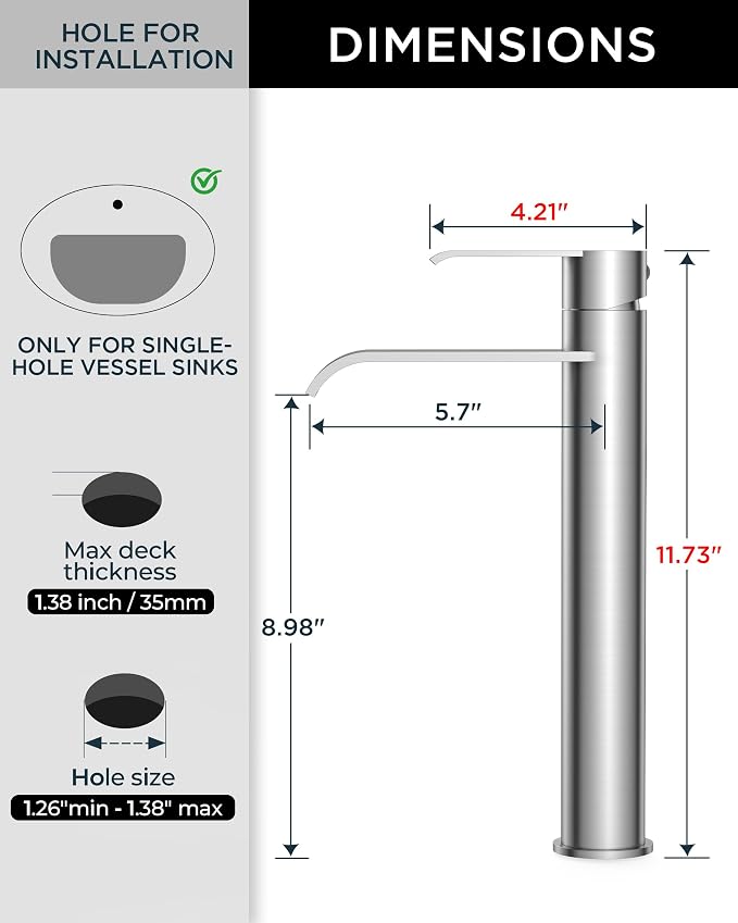 FORIOUS Waterfall Bathroom Vessel Sink Faucet Brushed Nickel Single Hole | Waterfall Brushed Nickel Tall Bathroom Faucet 1 Hole, Silver Bathroom Sink Faucet for Vessel Sink with Drain and Supply Line