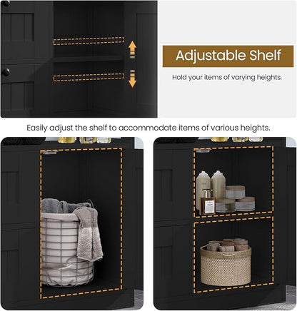 Storage Cabinet, Modern Bathroom Floor Storage Cabinet Organizer with 1 Door and 3 Drawers, Freestanding Cupboard for Kitchen/Living Room Use
