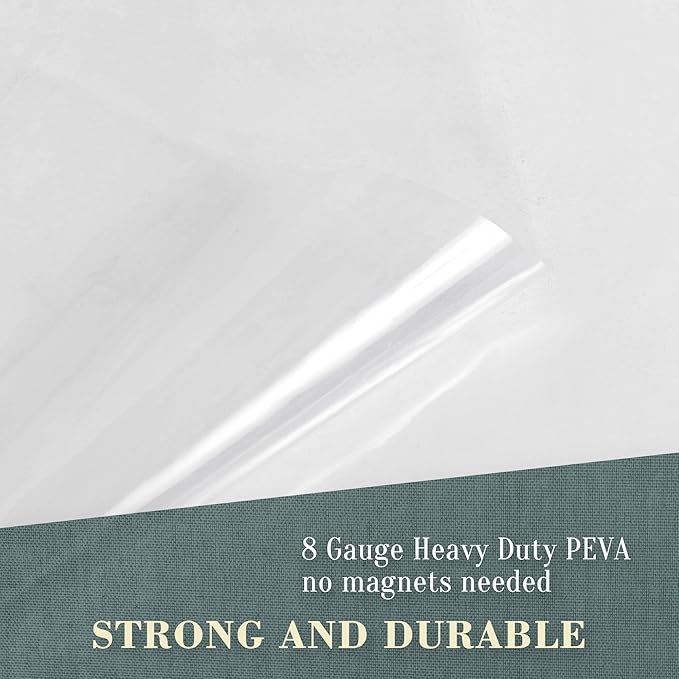 No Hook PEVA Shower Curtain or Liner, Standard Size 71 x 74, Clear | 8G Heavy Duty, Clear Bathroom Shower Curtain, No Hooks Required, Waterproof Plastic & PVC Free